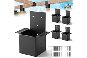 CHENTEEL 4 Pcs 4x4 Pergola Brackets for Wood Post - 14 Gauge Steel Post Top Rafter Connector 4x4 for Gazebos, Deck, Pergola Connectors Actual Size 3.5" X 3.5"