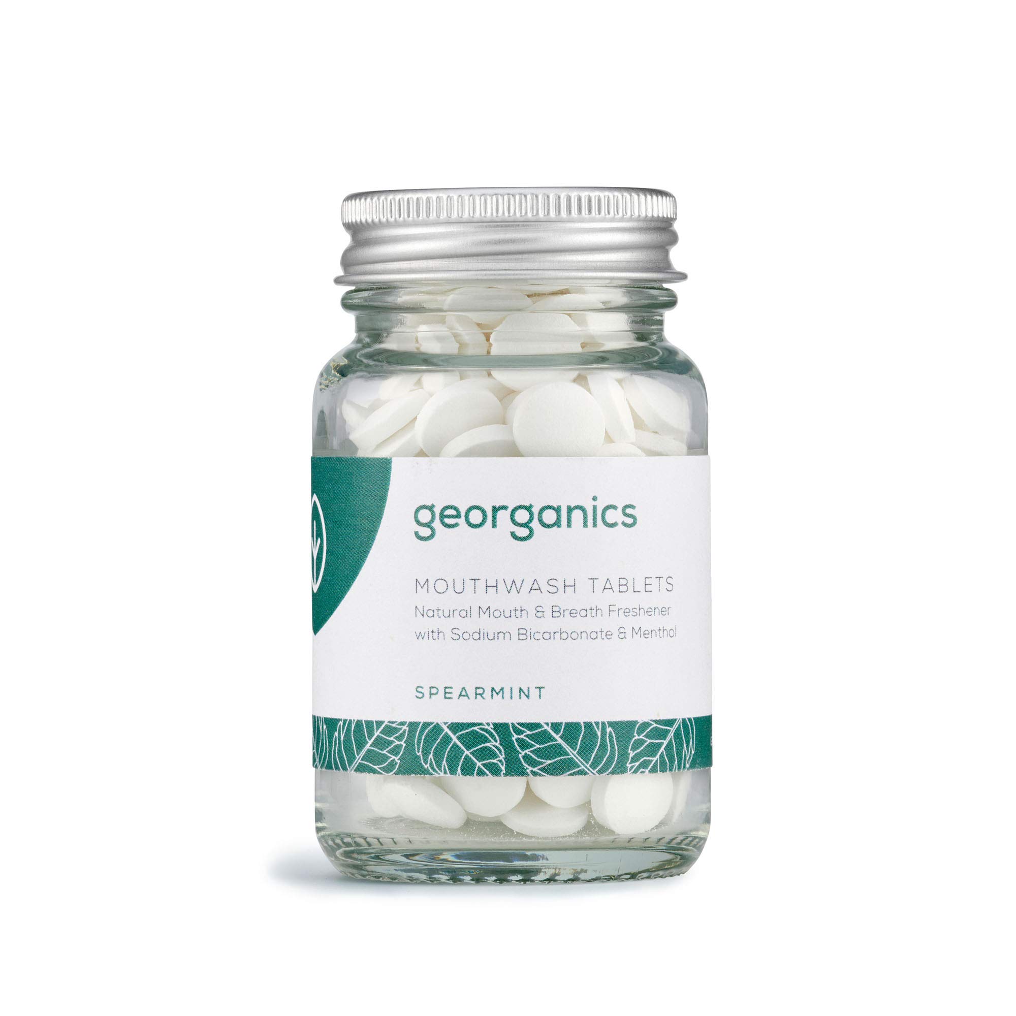 Georganics Organic Mouthwash Tablets - 180 Tablets - 3 Month Supply - Organic Spearmint Flavour - for Bad Breath - SLS, Glycerine & Fluoride Free - Certified Cosmos Natural, Vegan & Cruelty Free