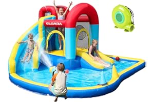 ELEMARA Inflatable Water Slide, 9 in 1 Kids Bounce House with 2 Slides, Pool&Trampoline, Fun Dart Game&Ring-toss Game, Climbi