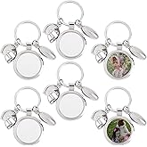 Framendino, 4 Pack Sublimation Metal Keychain Blanks Heat Transfer Key Chains for DIY Making Photos Crafts Sport Football Pendant Charm