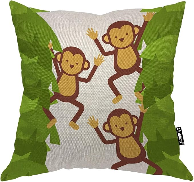 Moslion Monkey Throw Pillow Covers Cute Animal Monkeys