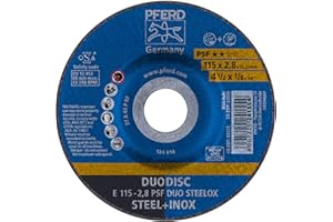 PFERD 4-1/2" PSF DUODISC STEELOX Combination Cutting and Grinding Wheel - Type 27, Aluminum Oxide, 1/8" Thick, 7/8" Arbor, 13300 RPM (Pack of 10) - Part 63333