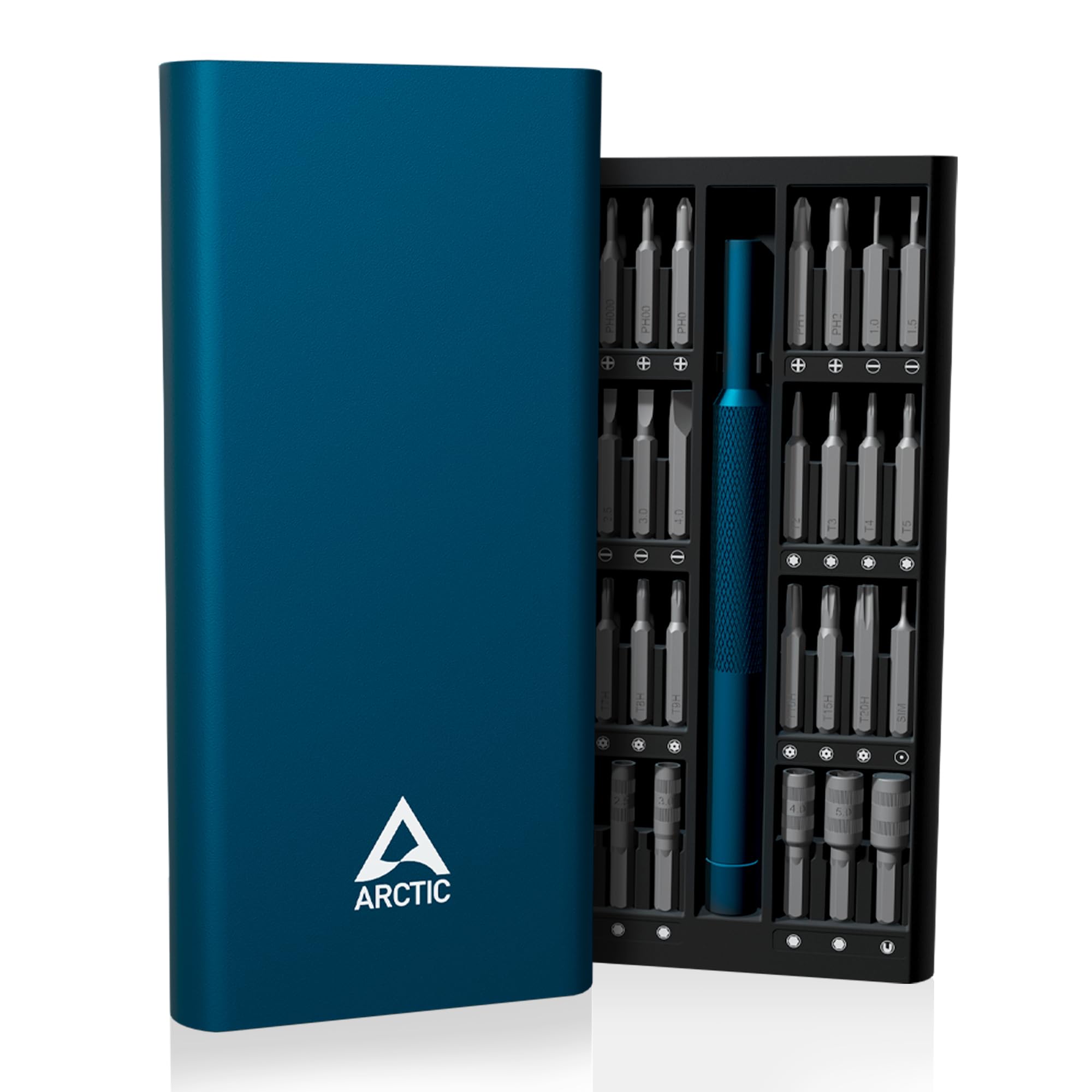 ARCTIC Precision Screwdriver Toolkit - Precision Screwdriver Set 62 in 1, Philipps/Slotted/Torx/Pozidriv/Hex, Aluminum Housing, for Electronics, Laptop, Tablet, Computer, Glasses, Watches
