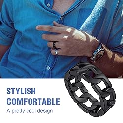 Chain Thumb Rings Men Black Ring Size 12 Cuban Link