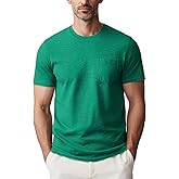 Zengjo Mens Pocket T Shirts Short Sleeve Cotton Slub Jersey Crewneck Plain Casual Soft Basic Tee