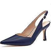 Rilista Women's Slingback Kitten Heels Closed Pointed Toe Wedding Party Dress Pumps Shoes