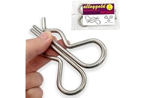 Alloygold 2Pcs Heavy Duty Hitch Pins Clip R Clips Cotter Pins, Big Stainless Steel Spring Retaining Wire Hair Pins， Large for Trailer Tractors Mower Carts Truck Pin Clip，Strong Spring Tension M6x120mm