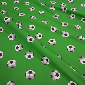 Meterware Stoff Baumwolle Fussball Grun Rasen Weiss Bundesliga Wm