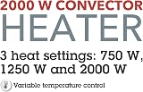 Beldray Convector Heater Free-Standing 750W 1250W 2000W EH3334 view 3