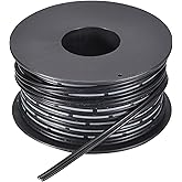MECCANIXITY 26AWG Silicone Ribbon Cable 2Pin 26 Gauge Flat Cable Flexible Silicone Wire 15m/50ft Black Stranded Tinned Copper Wire for Model Plane, Model Car, Electric Appliance