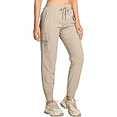 BVVU Women's Cargo Joggers Hiking Pants High Wasited Lightweight Quick Dry with Zipper Pockets Waterproof Athletic Sweatpants