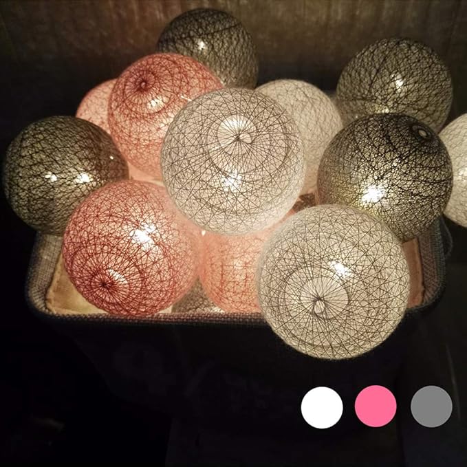 LED Lichterkette mit Kugeln, Morbuy 6CM Baumwollkugeln Mit 10/20/30 Bällen Batteriebetrieben Deko Festlich Hochzeiten Geburts