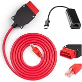 Enet OBD2 Cable for BMW F G i Series Coding, ENET Cable RJ45 Compatible with BMW Software E-SYS ICOM ISTA+ Bootmod3 Bimmercode MHD, 6.5ft Ethernet to OBDII Come with USB-C Adapter