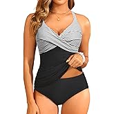 Tempt Me Women Tummy Control Tankini Swimsuit - Ruched Two Piece Bathing Suits Underwire V Neck Swimwear with Bottom 2026