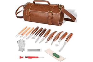 SEYHAKI Wood Carving Tools Sets Deluxe Wood Carving Kit Wooden Carving Knife Wood working Carving Knife Tools Set with Large Leather Case For Beginner and Carpenter Experts