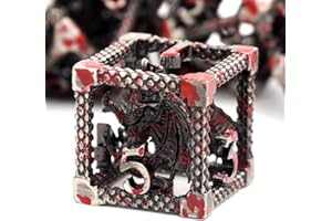 D&D Dice, Dungeons and Dragons Dice HNCCESG Metal Dice Set Polyhedral Hollow Role Playing D and D Starter Dice for RPG MTG Table Board Games Pathfinder Warhammer Shadowrun (Dragon Silver Blood Spot)