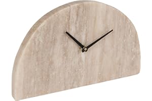 Bloomingville Decorative Half Moon Marble Mantel Clock, Beige and Black