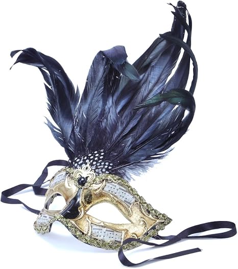 Amazon Co Jp イタリア製 ベネチアンマスク ブラックフェザー ゴールド ハンドメイド プロ仕様 e 60 47bk ホーム キッチン