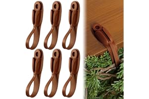 Relaxweex 6 Pcs Christmas Garland Hanger for Mantle Garland Hooks Christmas Wreath Ties Stocking Holder Reusable Silicone Adhesive Straps for Wreath Fireplace Mantle Stairways (Brown)