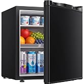 Feelfunn 1.7 Cu.Ft Mini Fridge with Freezer, Small Refrigerator, Black | 32&deg;F-50&deg;F, 7 Temp Settings, Reversible Single Door, <38dB Quiet, 0.55 kWh/day, Mini Fridge for Bedroom, Dorm, Office