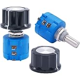 Taiss 2pcs 3590S Rotary Potentiometer 1k ohm Potentiometers 10-Turn Wire Wound Precision, Precision Multi Turn Wirewound Potentiometer Kit+ 2pcs A03 knob (3590S-2-102L 1k ohm)