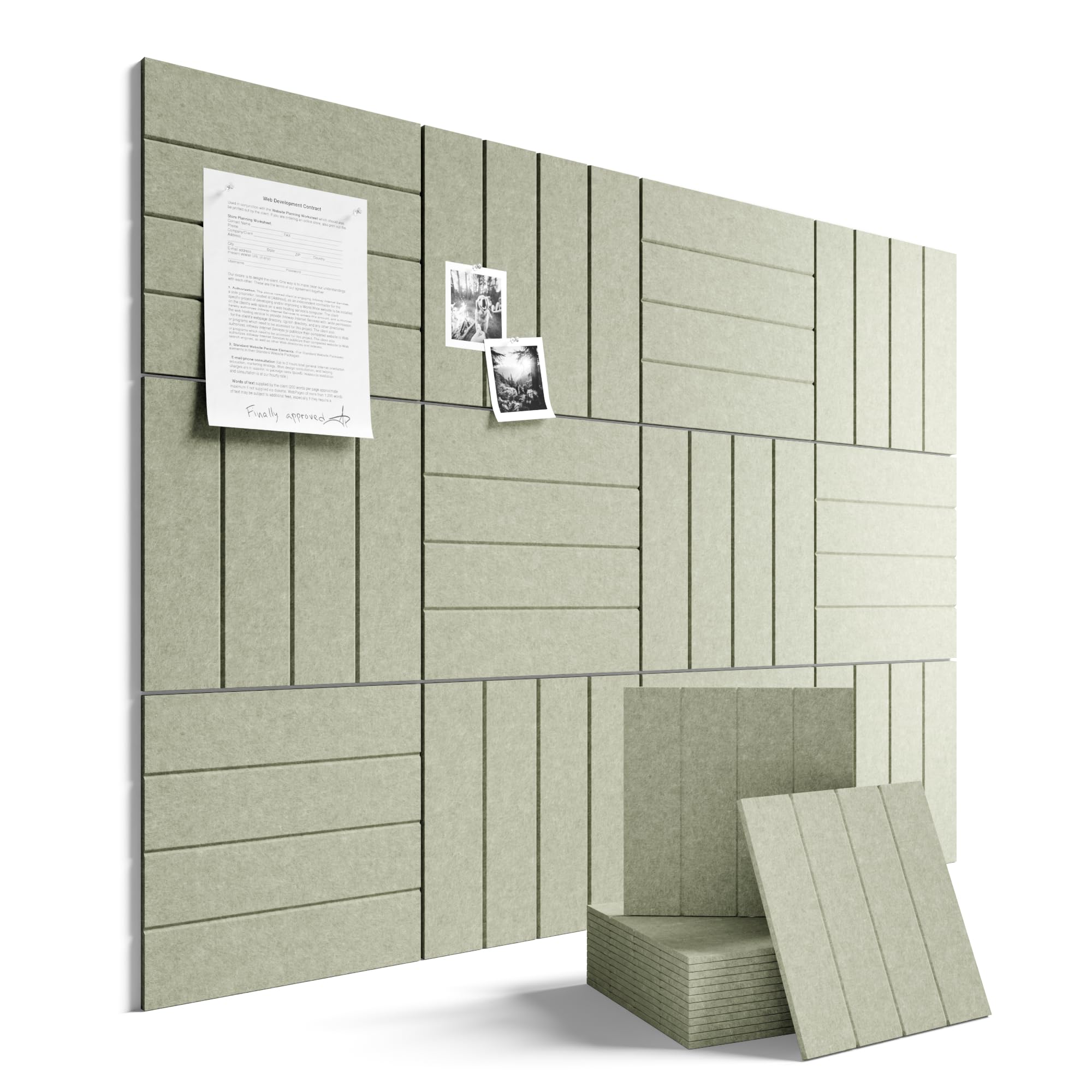Fluxynara 48" x 36" Large Felt Bulletin Board, Sage