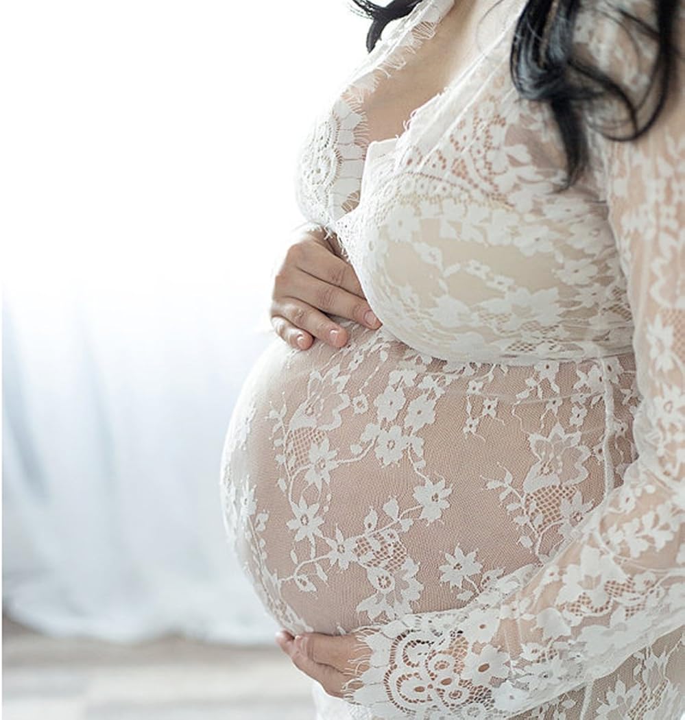 COSYOU Maternity Dress Sexy Off Shoulder Long Sleeve Lace Dress Cotton Dress for Ladies Women at  Women’s Clothing store