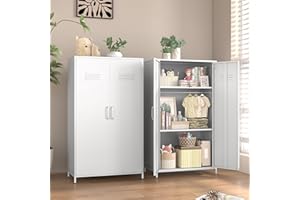 RISTERN RISTER White Metal Bedroom Armoire Wardrobe Closet for Hanging Clothes, 51" Storage Cabinet 2 Doors and 2 Adjustable Shelves, Storage File Cabinet, Locker for Kids, Home, Office, Gym and School