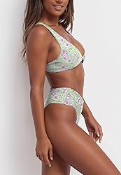 geluboao Women Blue Floral High Waisted Bikini Sexy