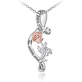 Distance S925 Sterling Silver Rose Flower Necklace, Rose Bracelet, Two-Tone Cross Pendant Necklaces for Women Gift for Valentine Birthday Christmas Mother Day