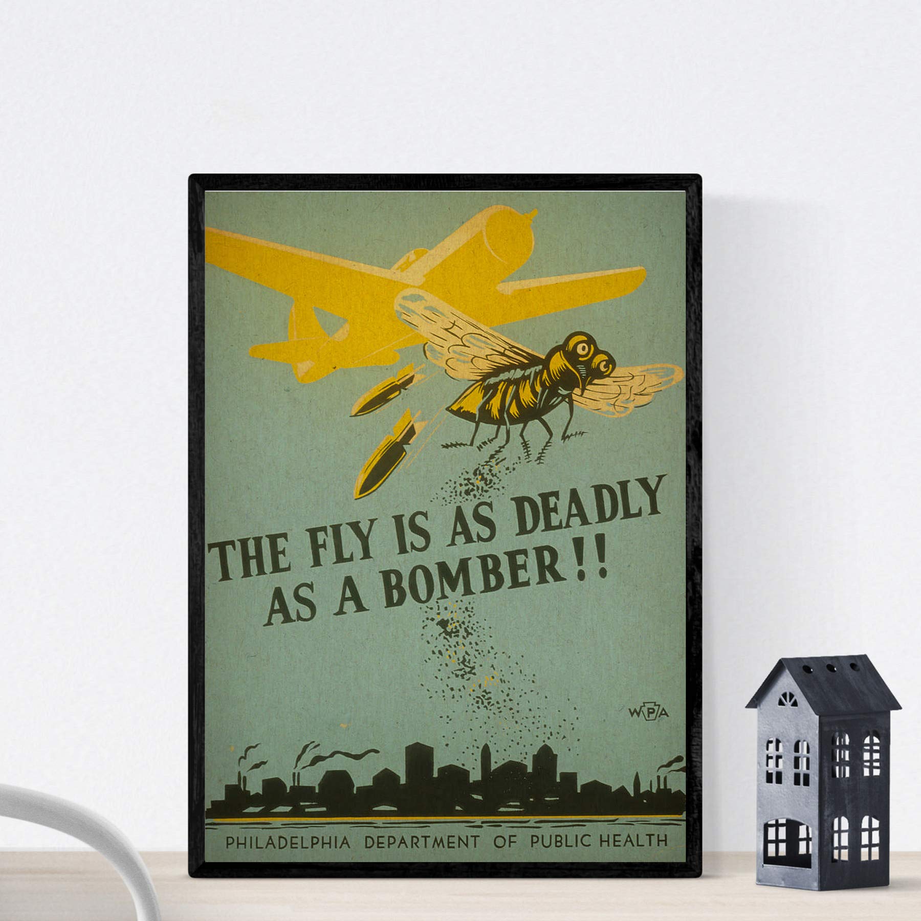 Nacnic Vintage Poster Vintage poster public health. Fly dangerous. A3 size — image 1