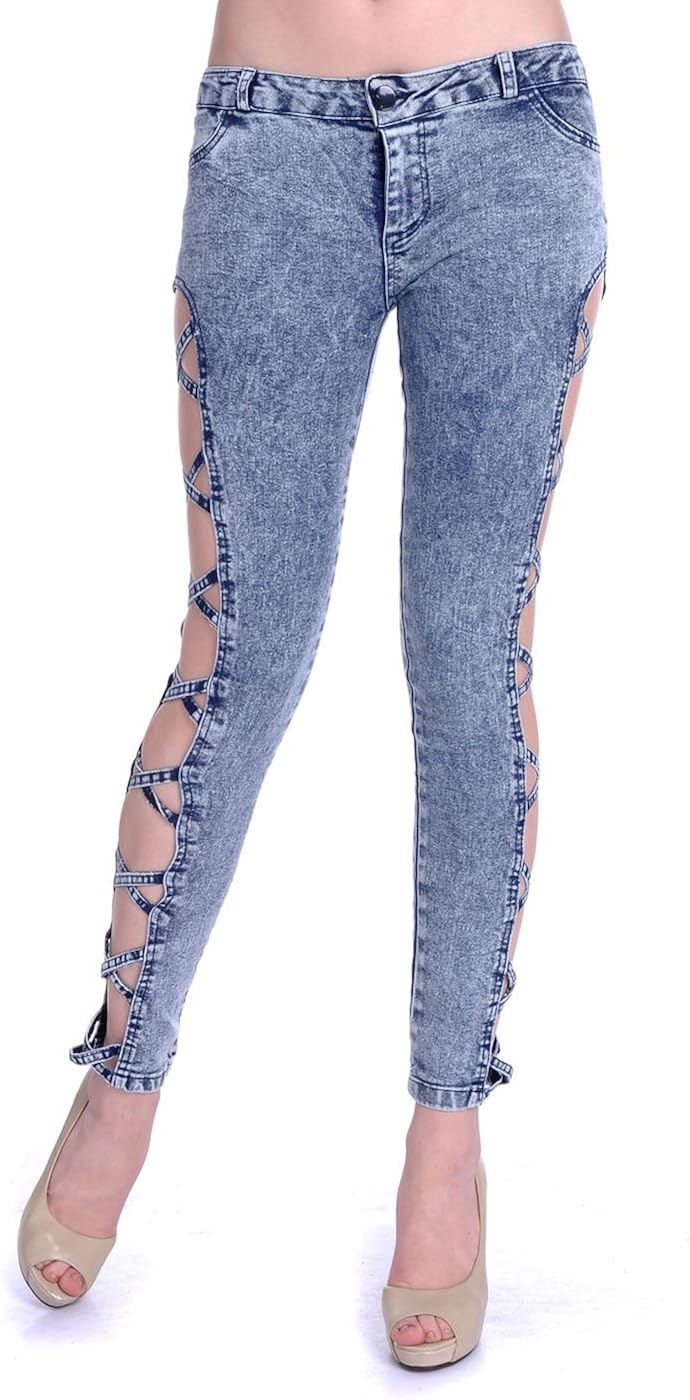 side criss cross jeans