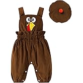 YOUNGER TREE Baby Boy Girl Overalls Newborn Infant Corduroy Suspender Pants Animal Romper Jumpsuit with Hat Toddler Clothes