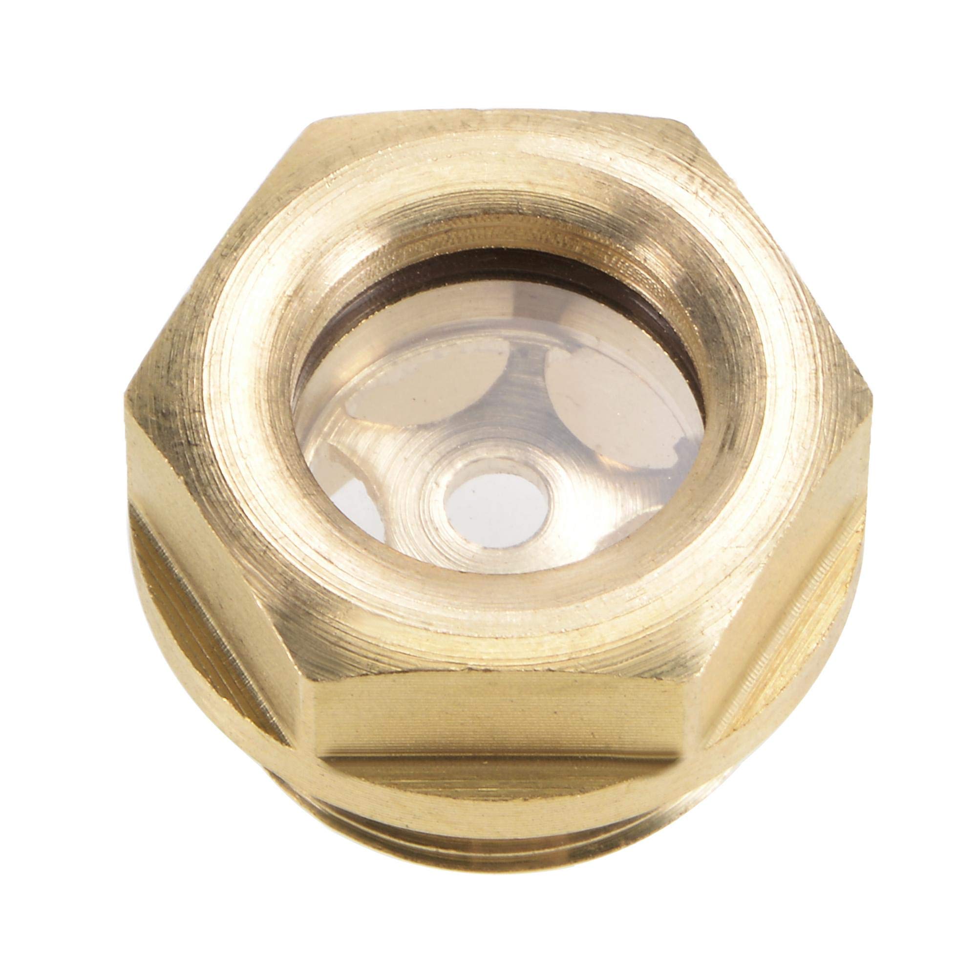 sourcing map Oil Liquid Level Gauge Sight Glass M20x1.5mm Male Threaded Brass Air Compressor Fittings with O-Ring, Yellow