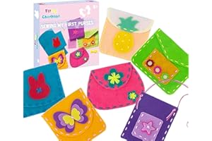 IROLEHOME Sew Your Own Purses 6 Pcs Sewing Kit for Kids Sewing Bag for Beginners, Birthday Gifts for Girls Boys