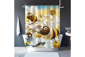 Da Brigh Shower Curtain with 12 Hooks, Honey Bees