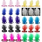 BLUE GARLIC 1920s Flapper Headbands Bulk Ostrich Feather Headpieces Roaring 20s Gatsby Costume Accessories for Party New Year Christmas (Multi-30pcs)