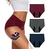 KEECOW Period Underwear For Women, Leak-Proof 2.0, Comfort, Postpartum, Heavy Flow, Brief, 3 Pack