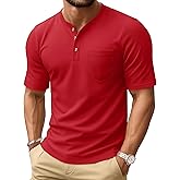 MAGCOMSEN Men's Henley Short Sleeve Shirt Cotton Lightweight Tee Shirts Casual Summer Basic Tees with Pocket