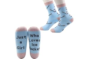 CMNIM Girls Ice Hockey Gifts 2 Pairs Hockey Novelty Socks just a Girl Who Loves Ice Hockey Players Gift Ice Hockey Lover Gift