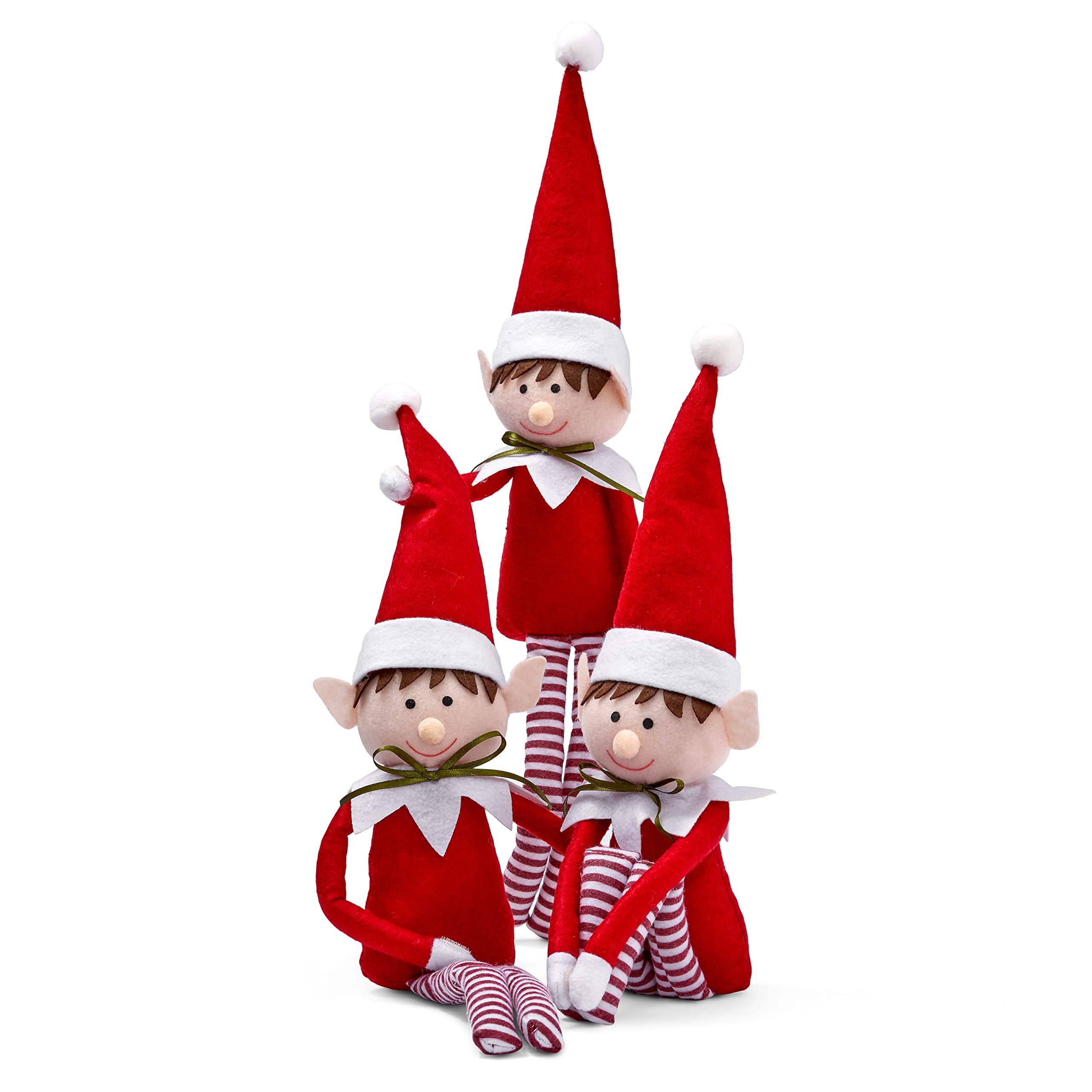 THE TWIDDLERS - 3 Christmas Elves, 48cm - Posable Plush Toy for Kids, Girls & Boys - Xmas Decorations