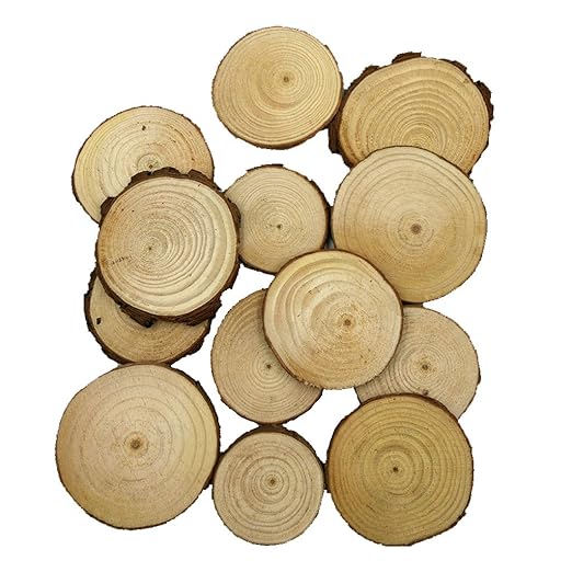 perfk 20/50 Stück Holz-Scheiben Scheiben runde Naturholzscheiben DIY Deko-Holz für DIY Handwerk Hochzeit Weihnachten - Farbe 