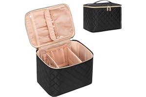 OCHEAL Makeup Bag, Large Travel Cosmetic Bags for Women Washable Make Up Bag Organizer Train Case -Large,Black