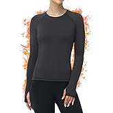 Roadbox Women Thermal Shirts, Warm Long Sleeve Fleece Lined Underwear Tops, Winter Ski Workout Base Layer for Cold Weather