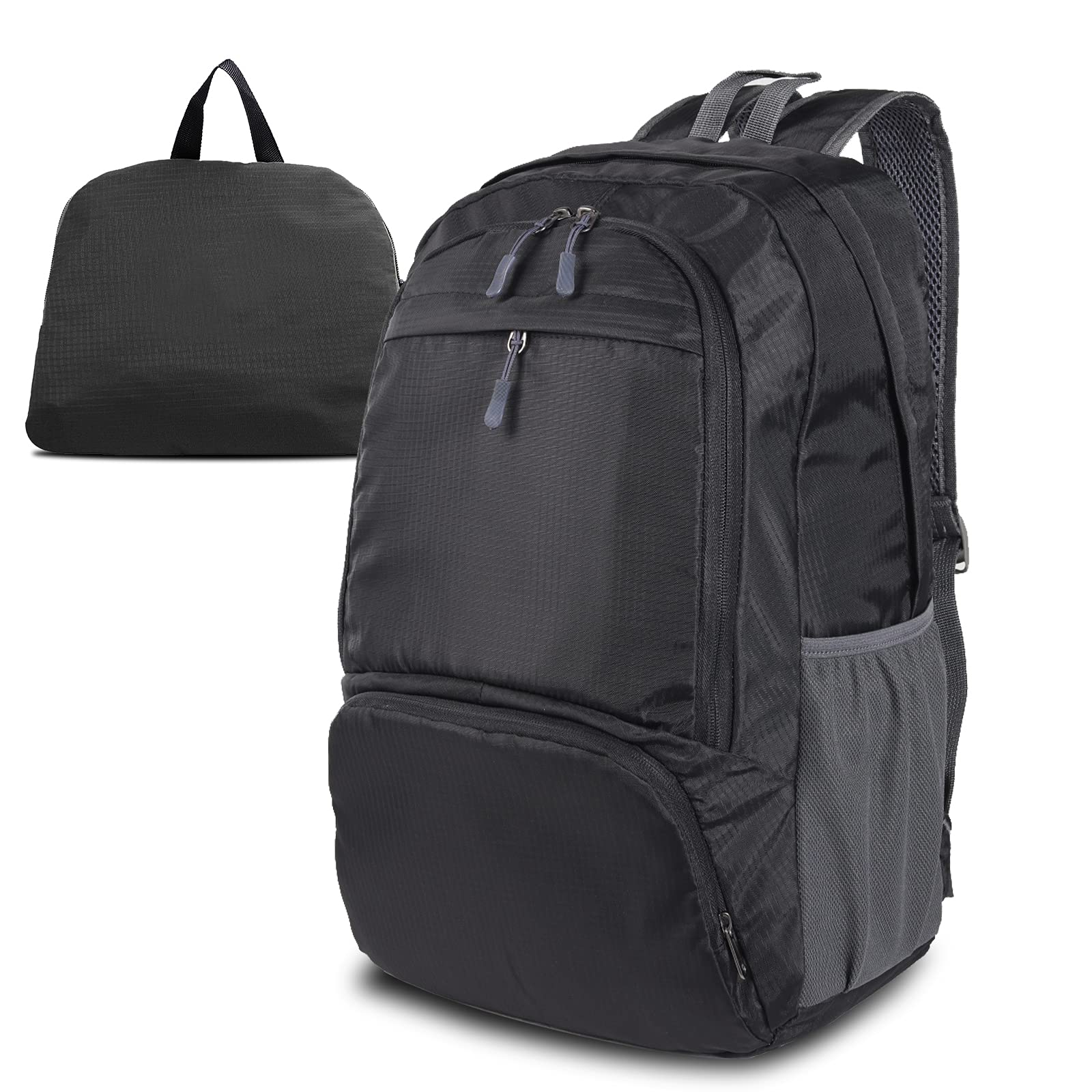 Dewellyoo Lightweight Hiking Backpack, Foldable Outdoor Camping Hiking Travel Multi-functional Camping Trekking Rucksack Travel Climbing Mountaineer Outdoor Sport Daypack Bag for Men Women (Black)