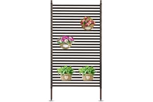 Lalahoni Outdoor Privacy Screens, 3 ft W x 6 ft H Overall Privacy Fence Panels for Outside Patio Metal Privacy Screen Panel Outdoor, PE-Coated Steel Pipe and Slats - Dark Brown - No-Dig Kit - 1 Pack