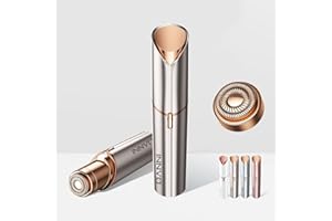 INNVO Facial Hair Remover for Women Ladies Upper Lip Hair Removal Electric Face Shaver with Rechargeable Battery Brush (Champagne Gold with 1 Replacement Head)