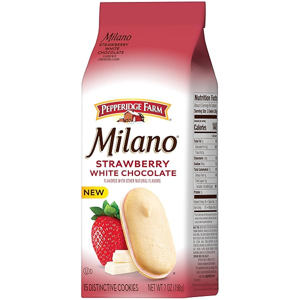 PEPPERIDGE FARM MILANO WHITE CHOCOLATE STRAWBERRY FLAVORED COOKIES, 7 OZ BAG