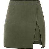 Cicy Bell Womens Corduroy Mini Skirts High Waisted Side Slit A-line Work Casual Skirt