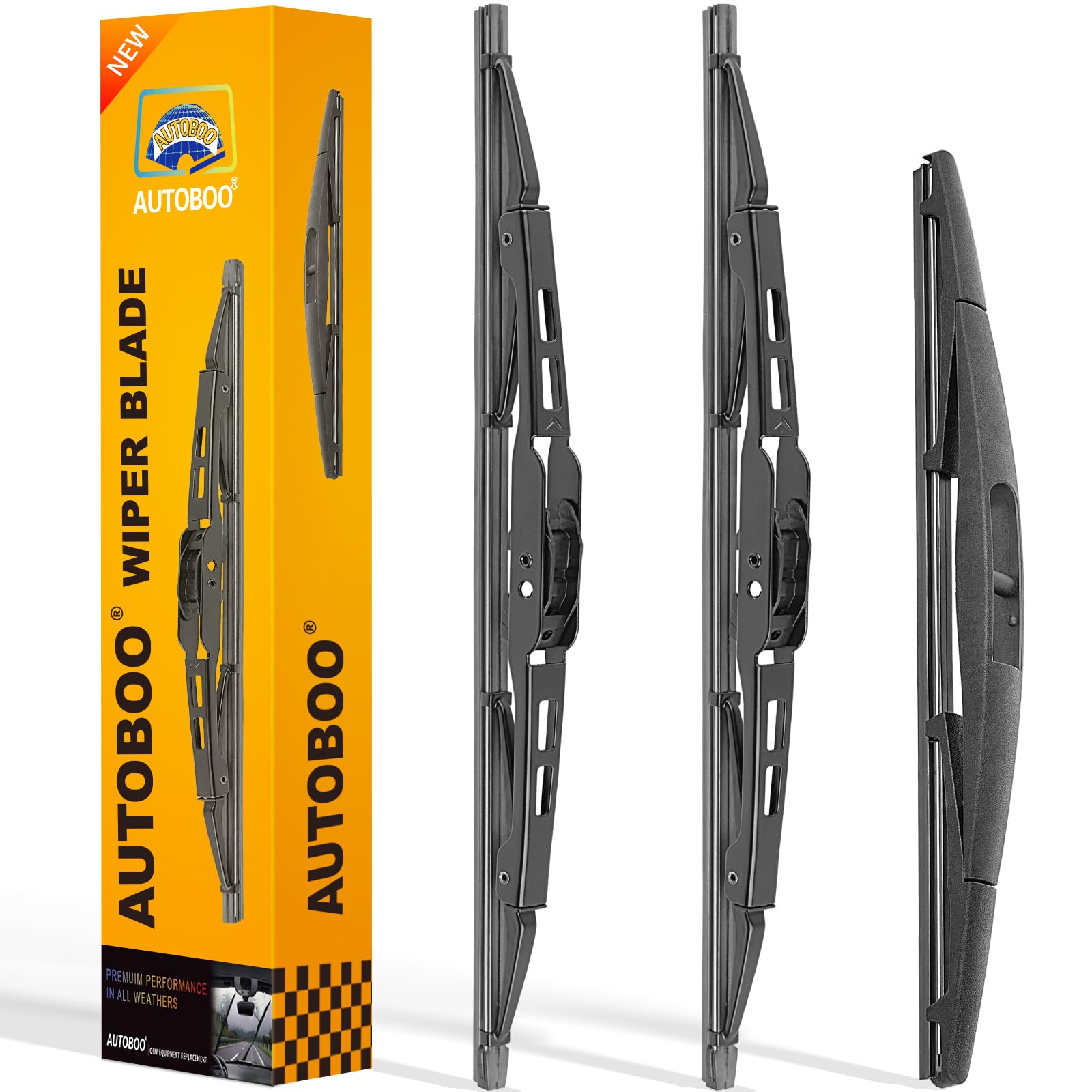 Photo 1 of AUTOBOO 16+16+12 Replacement for Jeep Wrangler Windshield Wiper Blades 2018-2021 2022 2023 -Original Factory Quality (Pack of 3)
